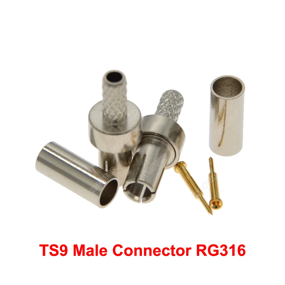 2PCS/lot TS9 Male Plug Connector Crimp RG174/RG316/LMR100 Cable Nickel Plated 50Ohm TS9-J with Pin RF Connector High Quality