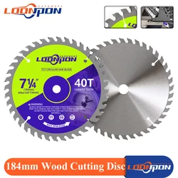 Loonpon Disco da taglio per legno da 7-1/4 pollici 184x16mm Lama per sega circolare in metallo duro Lame per sega per la lavorazione del legno per legno Alluminio Plastica