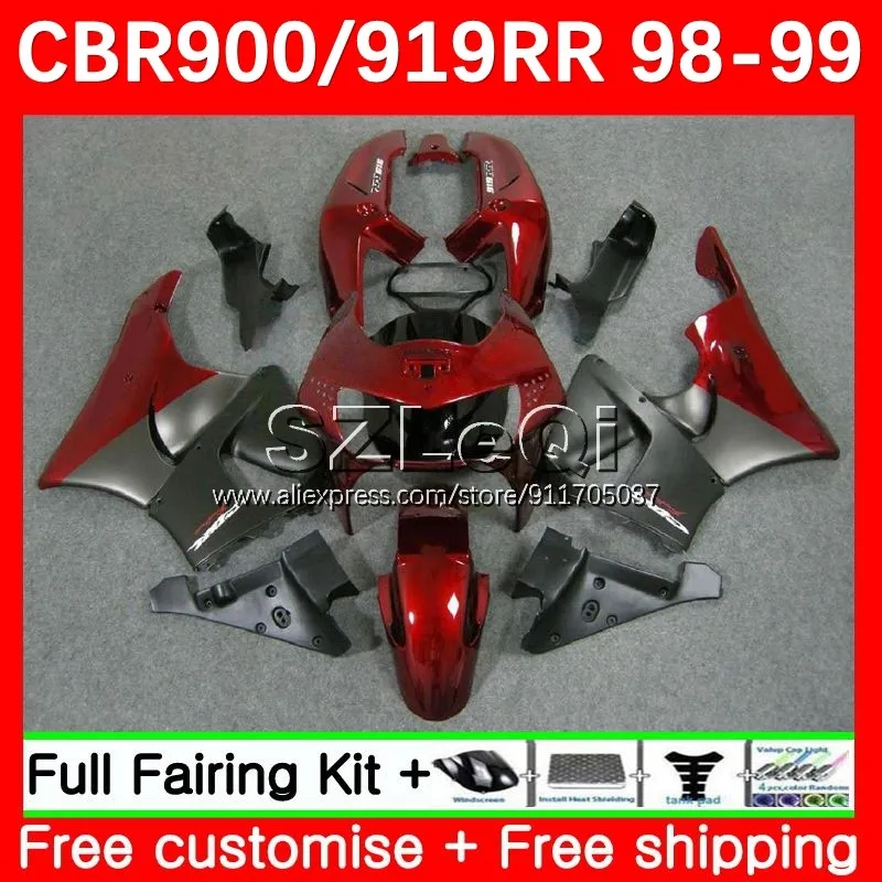 Bodywork + Decal For HONDA CBR 919RR 900 919 CC CBR919RR Red grey 46No.20 CBR900 CBR919 RR 98 99 CBR900RR 1998 1999 Fairing