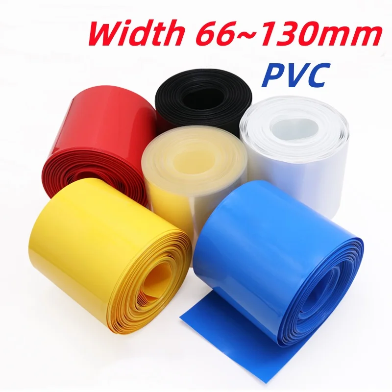 PVC Shrinkable Tubing Width 66~130mm 18650 Lithium Battery Heat ShrinkTube Film Sleeves Li-ion Wrap Cover Skin Insulation Sheath