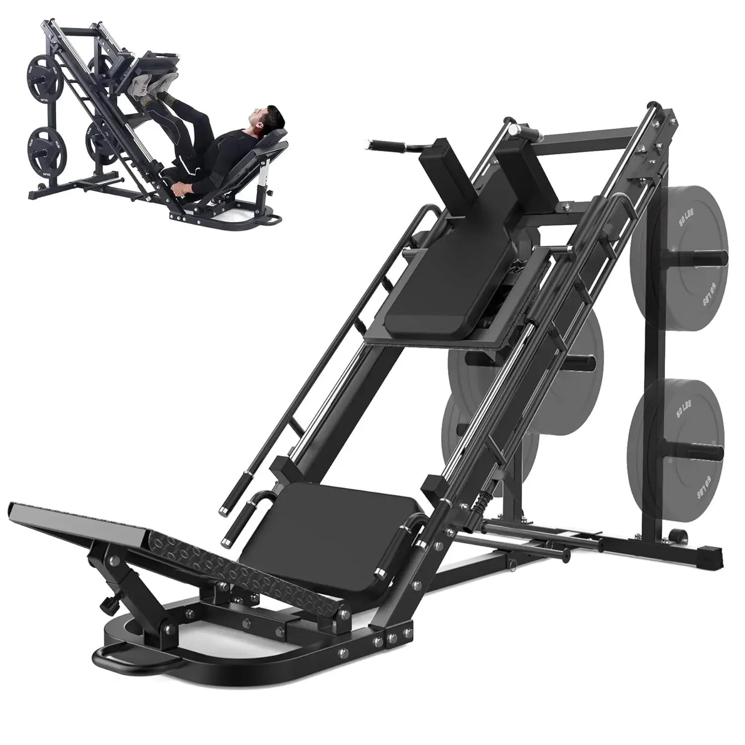 

2-in-1 Leg Press & Hack Squat Machine 440LBS, Linear Bearing Glute Workout Equipment with Weight Storage, Home Gym, Customized