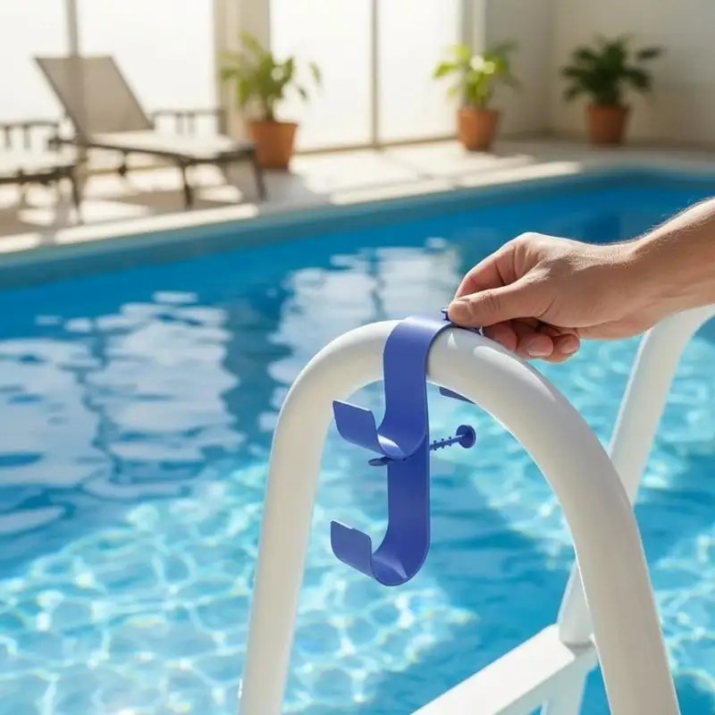 Above Ground Pool Equipment Hanger Adjustable Telescopic Pole Hook for Poolside Organization and Storage Solution