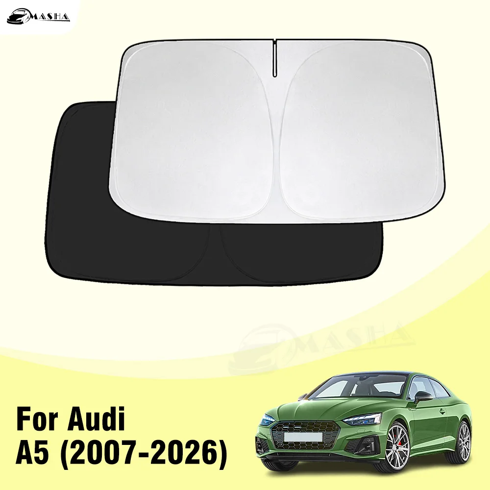 

For Audi A5 Windshield Sun Shade 2007-2026 Foldable UV Protection Sun Visor Cover Blocks Sun Rays Car Window Shade Accessory