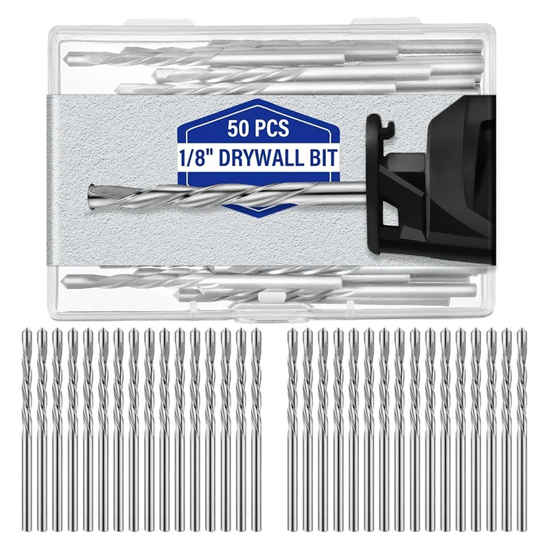 

TFTP-50Pcs Drywall Bit Drywall Guide Point Cutting Bits Diameter ,1/8 Inch Titanium Nitride Drill Bits,Drywall Tools