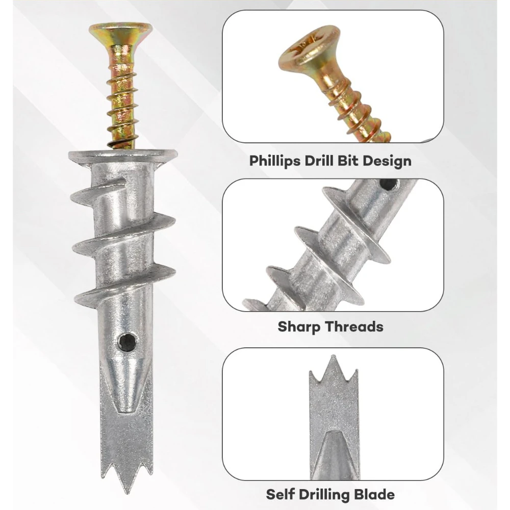 الأظافر الألياف غاطسة مسامير التنصت الذاتية مسامير حلزونية M4 سبائك الزنك أبو بريص مدفوعة توسيع أنابيب مسامير النجارة