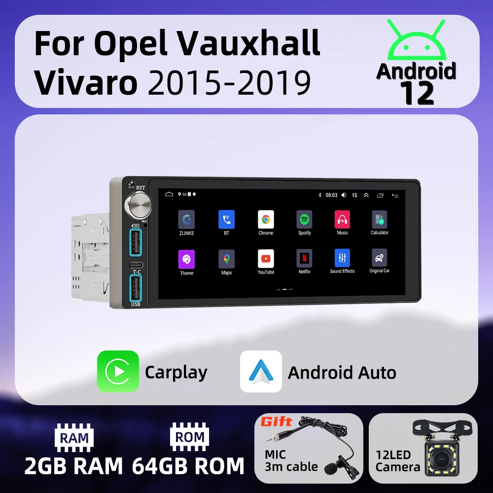 

Автомагнитола Carplay, 1 Din, 6,86 дюйма, GPS, Wi-Fi, для Opel Vauxhall Vivaro 2015-2019