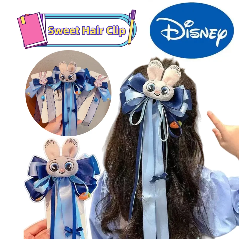 Disney Judy Hopps Nick Wilde, tarjeta de pelo dulce de alto valor facial, tocado de dibujos animados, bonito lazo de actuación para fiesta, regalo de decoración para niña