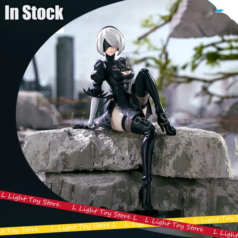 En stock Nier:Automata Figura de acción Yorha No. 2 Figuras de anime tipo B 2b 9s Estatua de postura sentada Colección Modelos Muñecas Juguetes