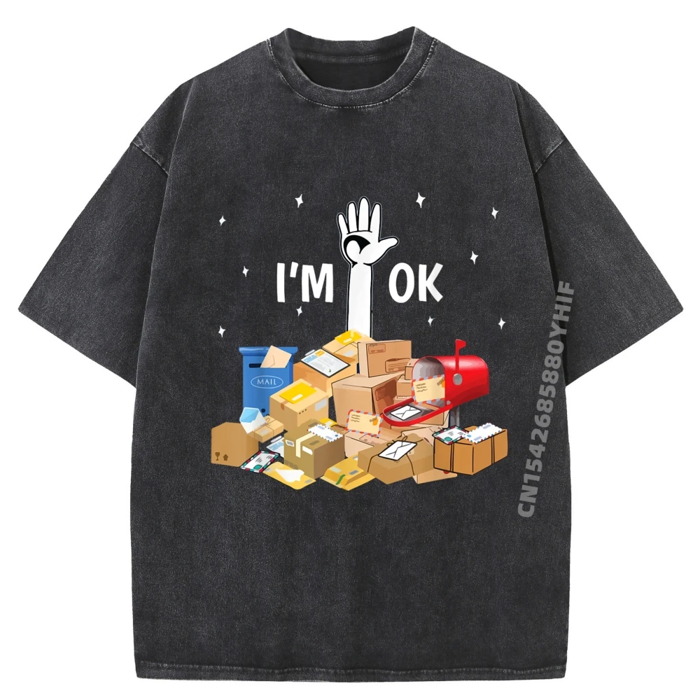 

Newest Printed Tshirt Postal Worker Lover I'm Ok Tshirts Mens Tops & Tees Graphic Tshirt Mens Oversized Washed Clothes