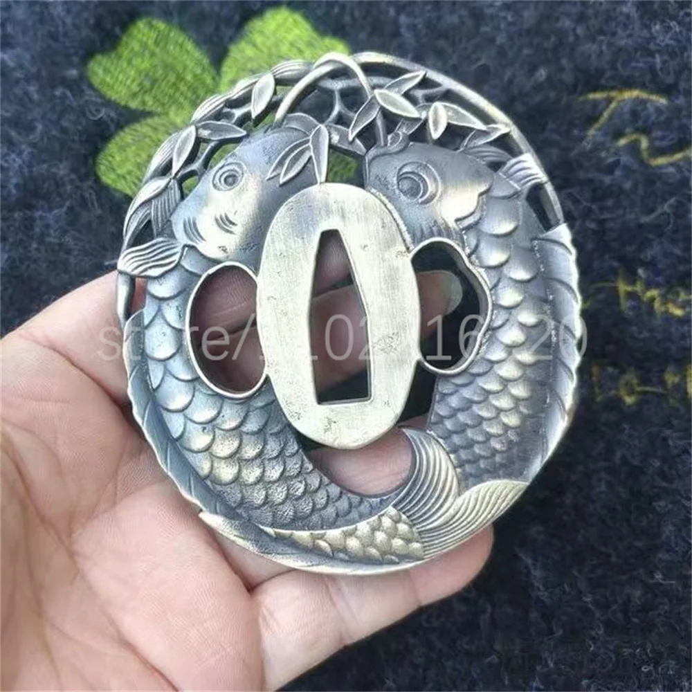 Exquisite Koi Fish Copper Brass Tsuba Handguard Guard For Japanese Japan Samurai Katana Sword Fittings Accessory Parts Nice