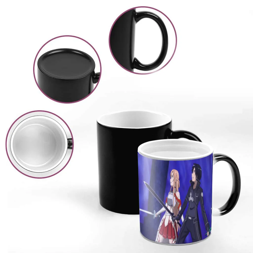 Hot Japan Anime Sword Art Online Cuadros Heat Coffee Mug Creative Ceramic Changing Color Travel Tea Cup Boy Friends Gift Mug