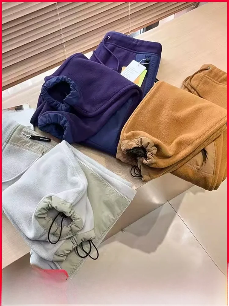 

Outdoor Heavyweight Fce Lined Loose Straight Leg Casual Pants for Men Winter New Sle Couple's Loose Wide Leg Trousers