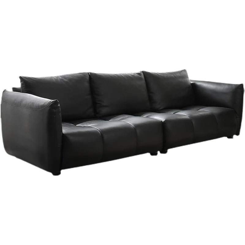 

Italian minimalist leather sofa combination modern minimalist first layer cowhide Nordic