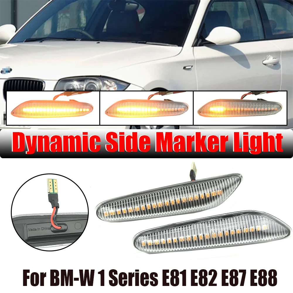 Dynamic LED Turn Signal Light Side Marker For BMW E60 E61 E90 E91 E87 E81 E83 E84 E88 E92 E93 E82 E46 1 3 5 Series X1 X3 2004