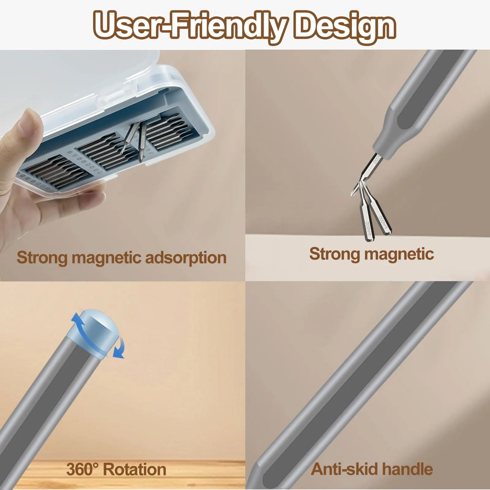 25 in 1 Small Precision Screwdriver Set with Magnetic Aluminum Handle & 24 S2 Steel Bits, Portable Repair Tool Kit