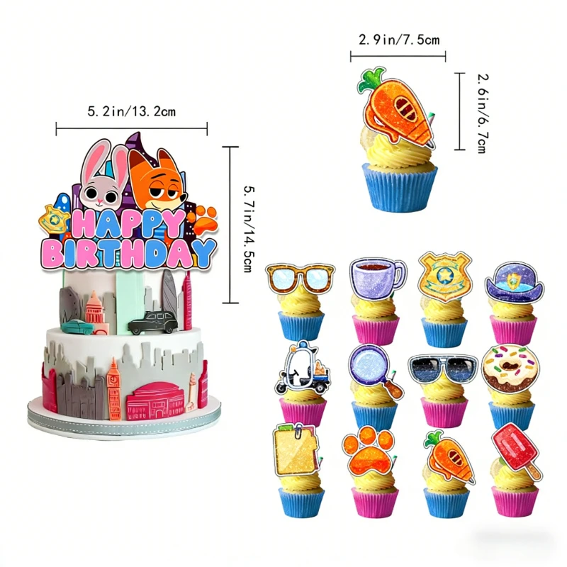 Zootopia 2 موضوع الطرف الديكور غاري الكرتون العلم بالون راية كعكة المساعدة ترتيب لوازم حفلة عيد ميلاد سعيد للأطفال #3