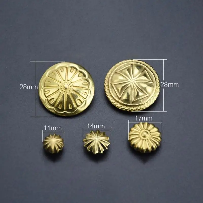 High-End Brass Wallet Buckle Leather Decorative Studs Brass Chrysanthemum Studs Belt Buckle Decoration Pure Copper Hardware