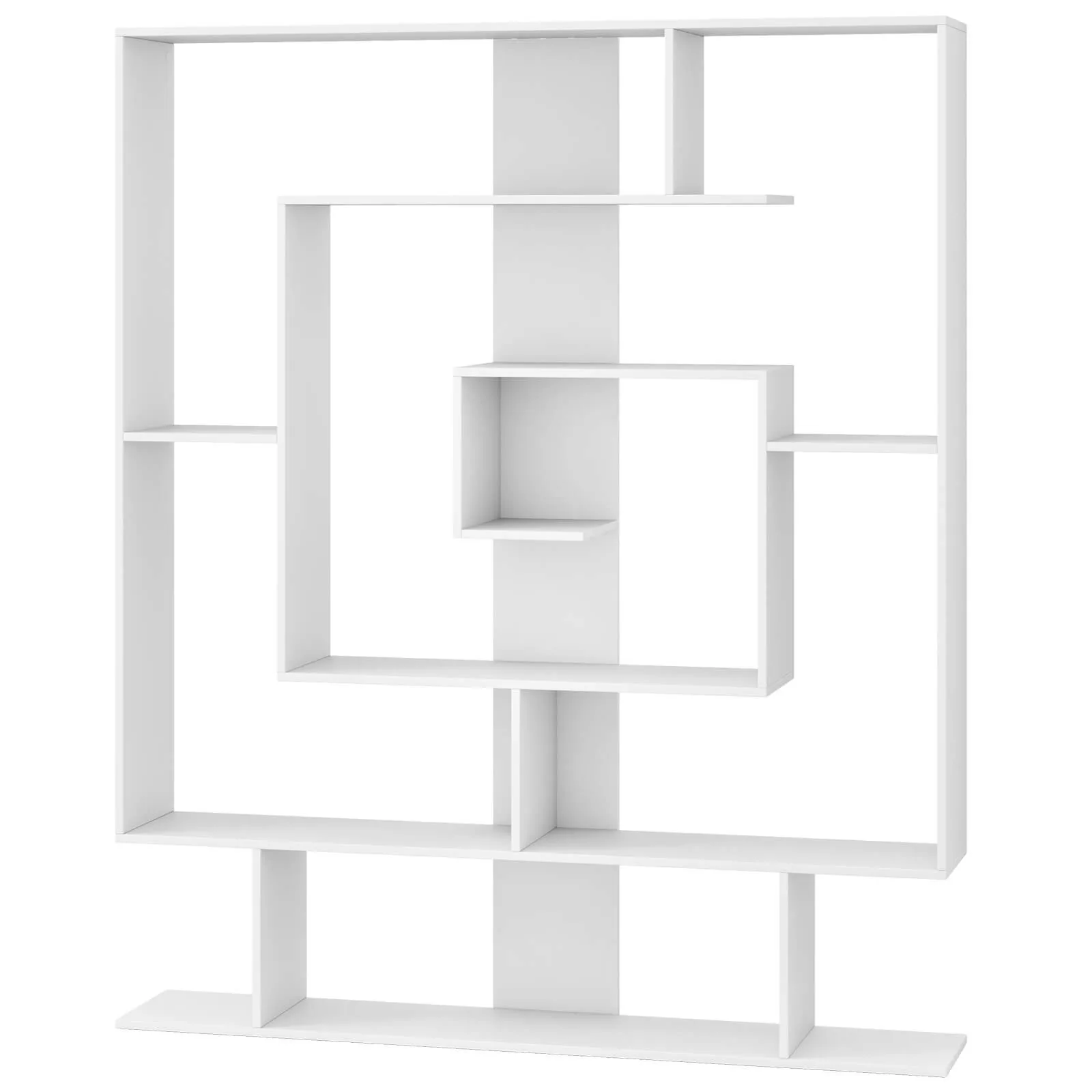7-Tier Bookshelf Geometric Bookcase with 2 Anti-Tipping Kits Rustic Brown