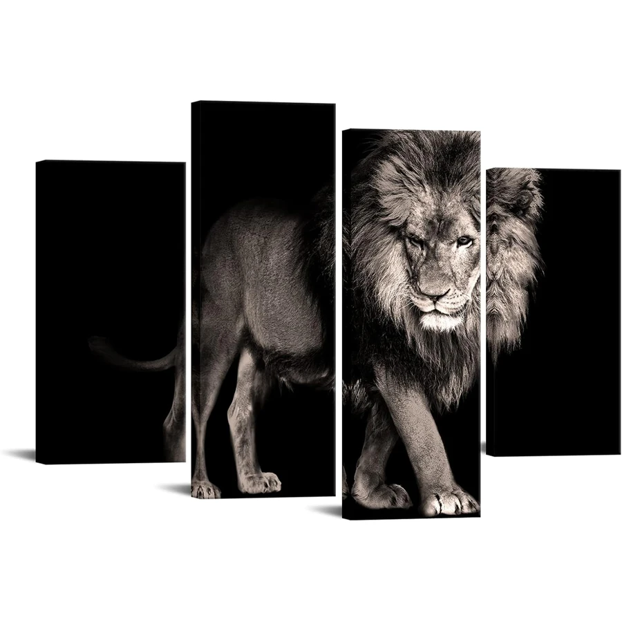 Black and White Cool Lion Picture diamond painting kits 4pcs set Wild Animal diamond embroidery mosaic cross stitch Home decor