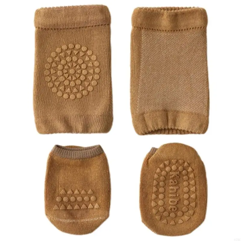 97BC منصات ركبة الأطفال والجوارب غير المقطوعة بتصميم القطن المقطوع للزحف للزحف المشي أمان سلامة اللعب الداخلي