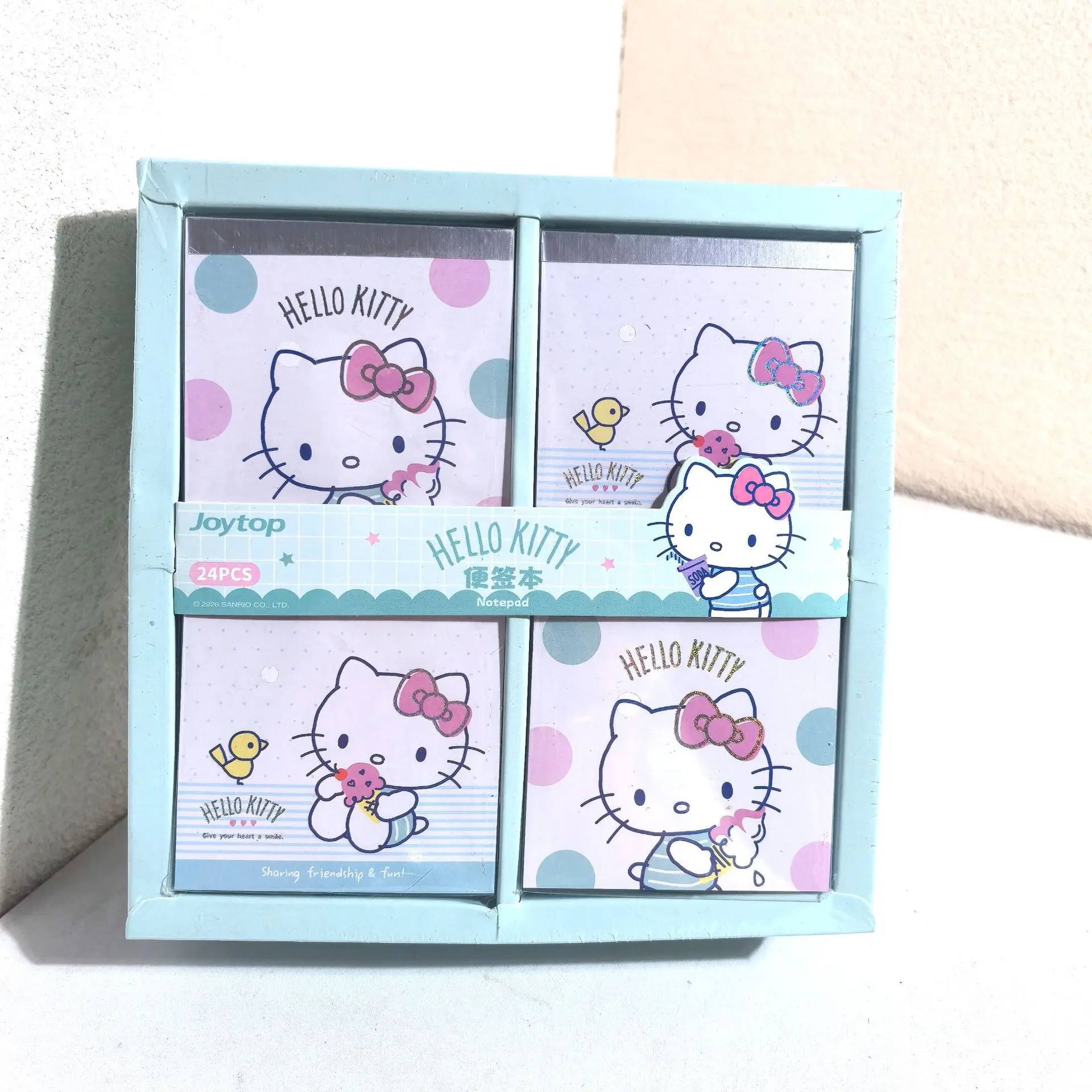 Genuine Sanrio Hello Kitty Portable Sticky Notes Memo Pad Desk Notepad for Office Study Diary Planner Message Writing Supplies