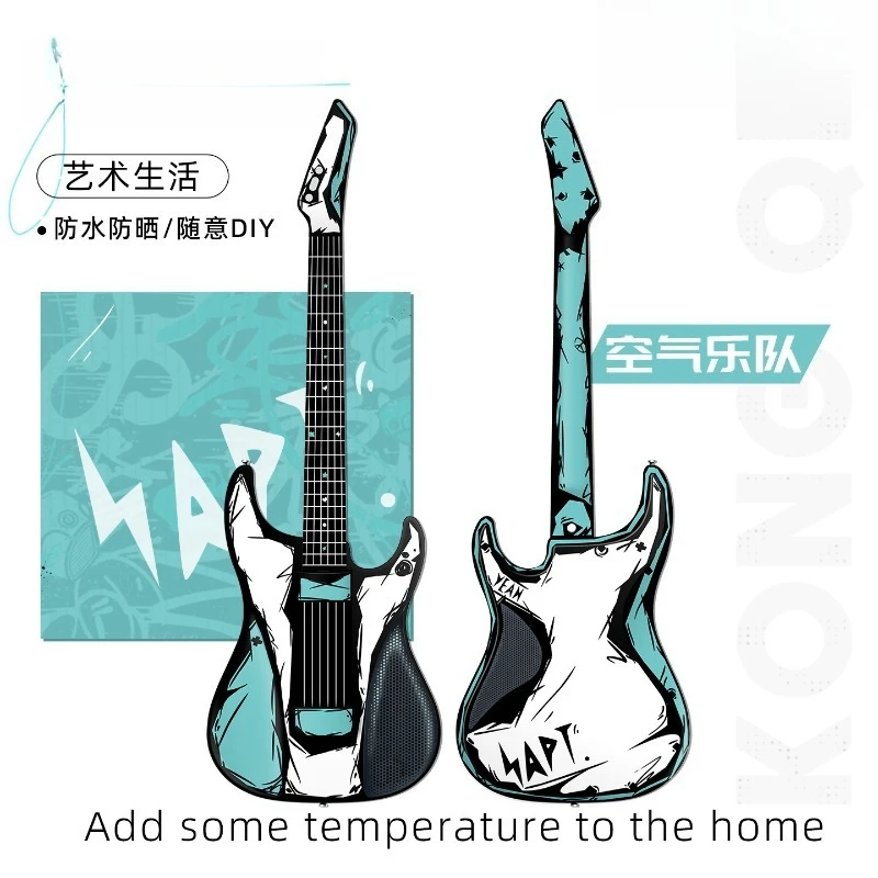 2026 New Hatsune Green Guitar Skin Sticker, Aesthetic Protective Vinyl Decal Film for Aeroband Stringless Electric Guitar