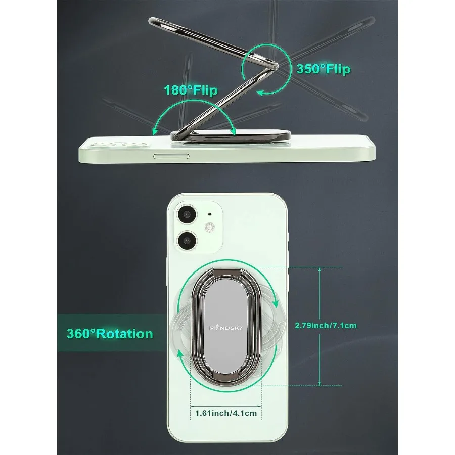 360度回転折りたたみ式スマホリングホルダー、デスク用フィンガーキックスタンド付き、調整可能な背面グリップ、携帯電話スタンド、各種スマホに対応
