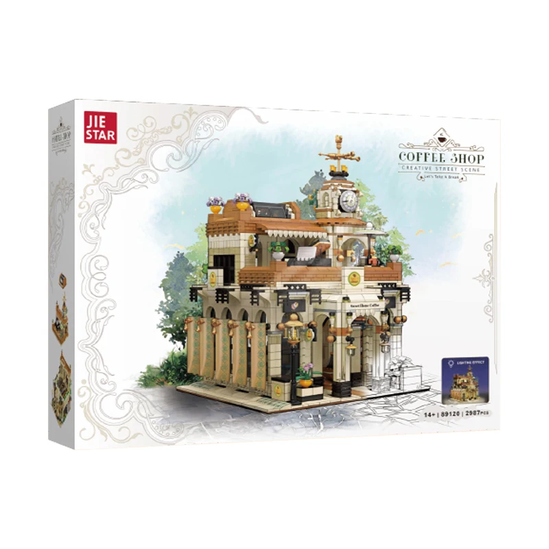 IN magazzino 89120 MOC City Street View Cafe Building Blocks Model House Bricks giocattoli fai da te per ragazzi Set regalo di natale