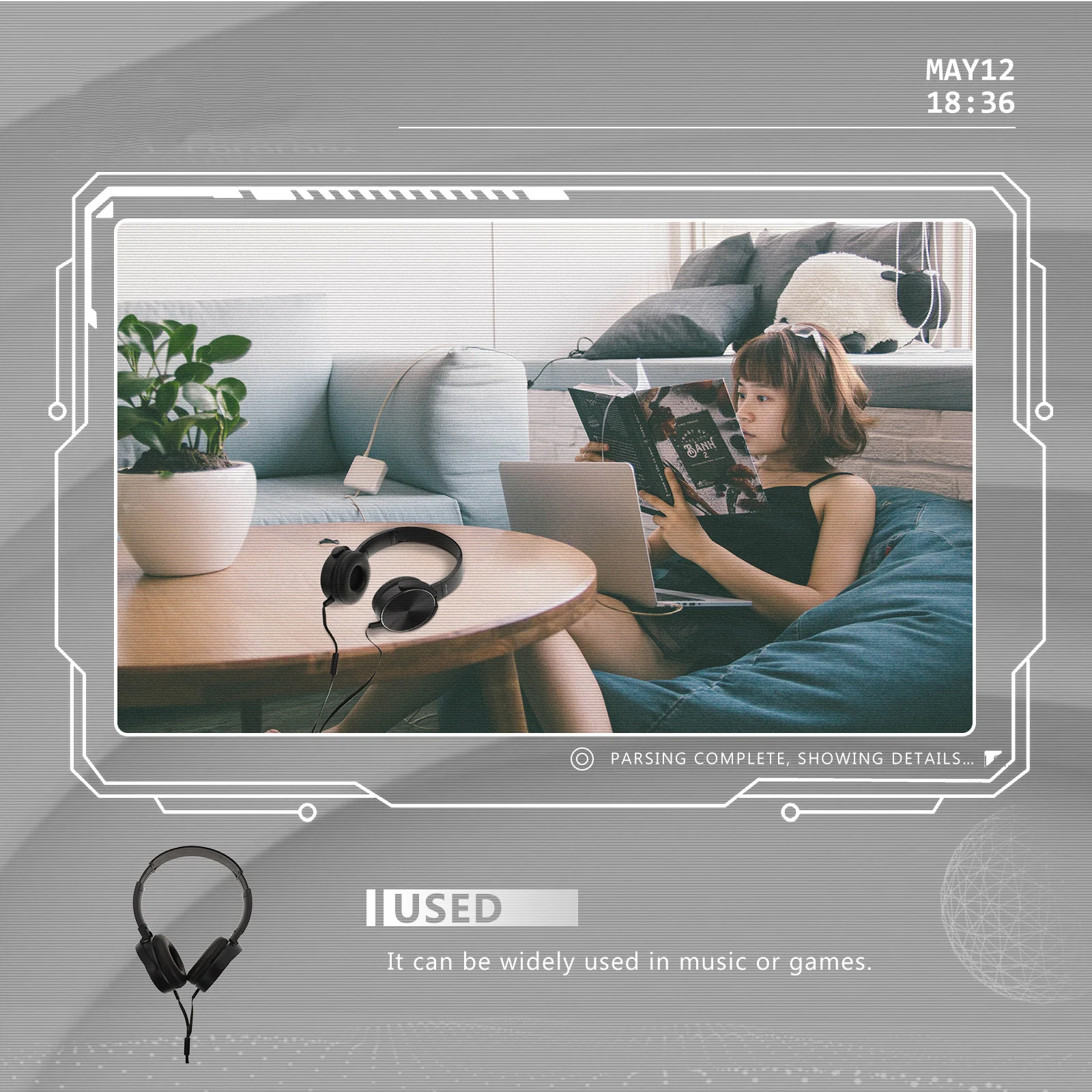 

1Pcs Head-Mounted Headset Soft Material Stereo Headphone for Music Games Computer Phone Portable Noise Reduction Headset