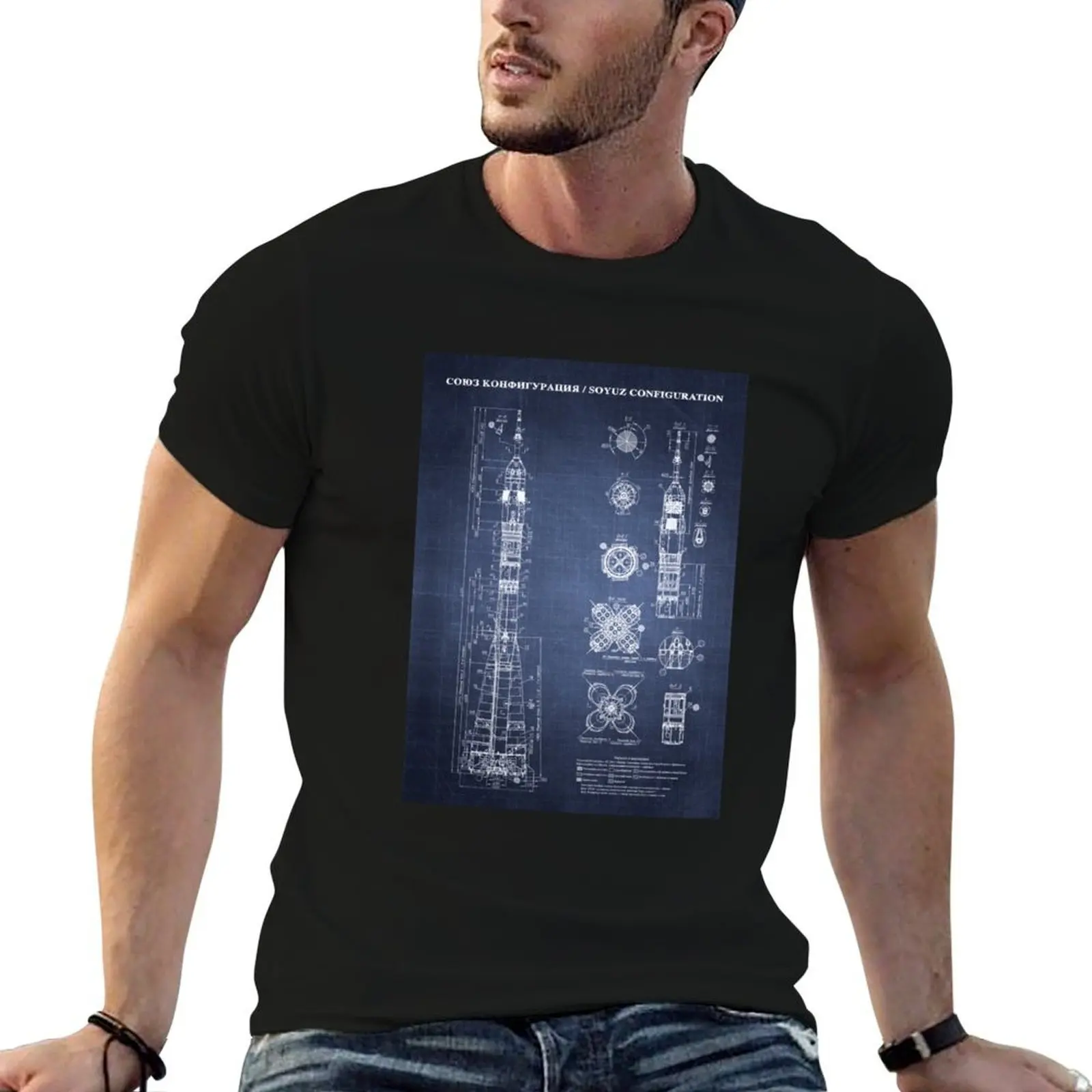 

Soyuz Blueprint in High Resolution (dark blue) T-Shirt anime tshirt t shirts for man graphic vintage T-Shirt
