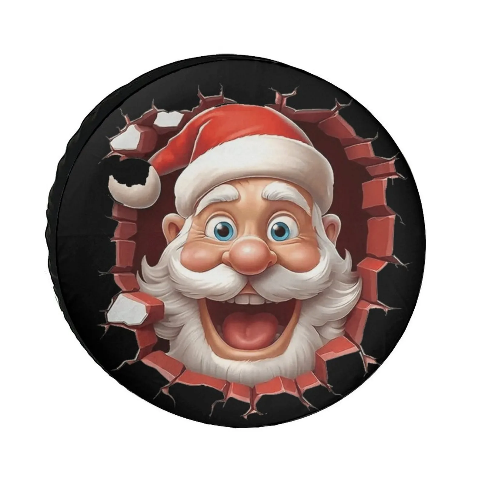 

Santa Claus Breaking Through Spare Tire Cover Rainproof Protector for RV Camper Trailer Wheel