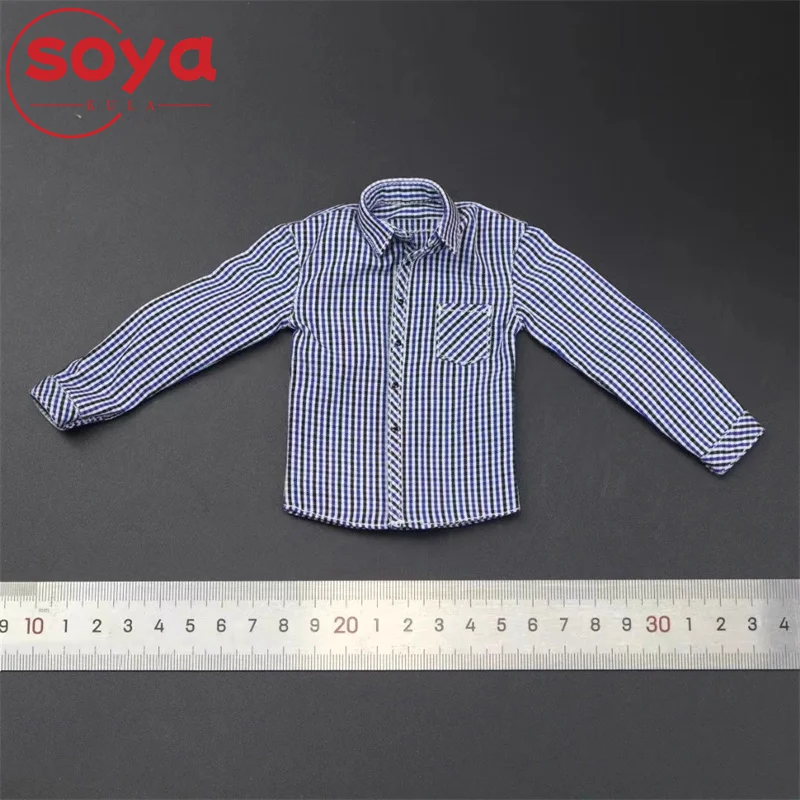 1/6 스케일 남성 군인 솔리드 체크 무늬 긴 소매 셔츠 속옷 의류 모델 12인치 액션 피규어 바디에 적합