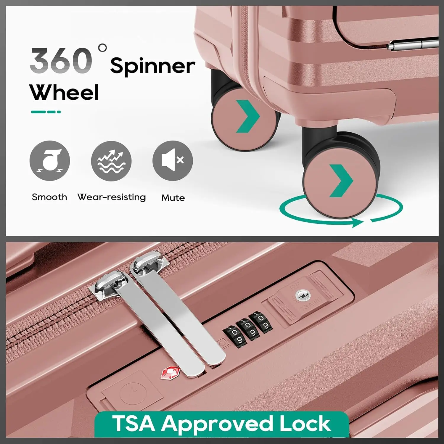 Maleta de mano rígida de 20 pulgadas con puerto USB, bolsillo frontal y portavasos: equipaje de viaje ligero para viajes aéreos