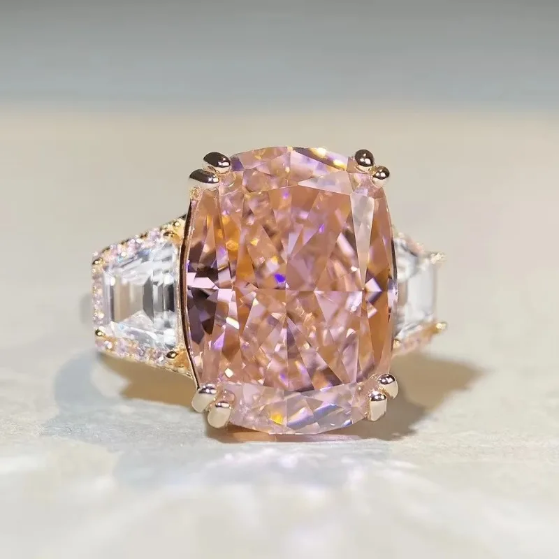 

Nexil Jewelry PT950 Platinum White Gold Women's Jewelry - Exquisite Pink Heart Diamond Ring