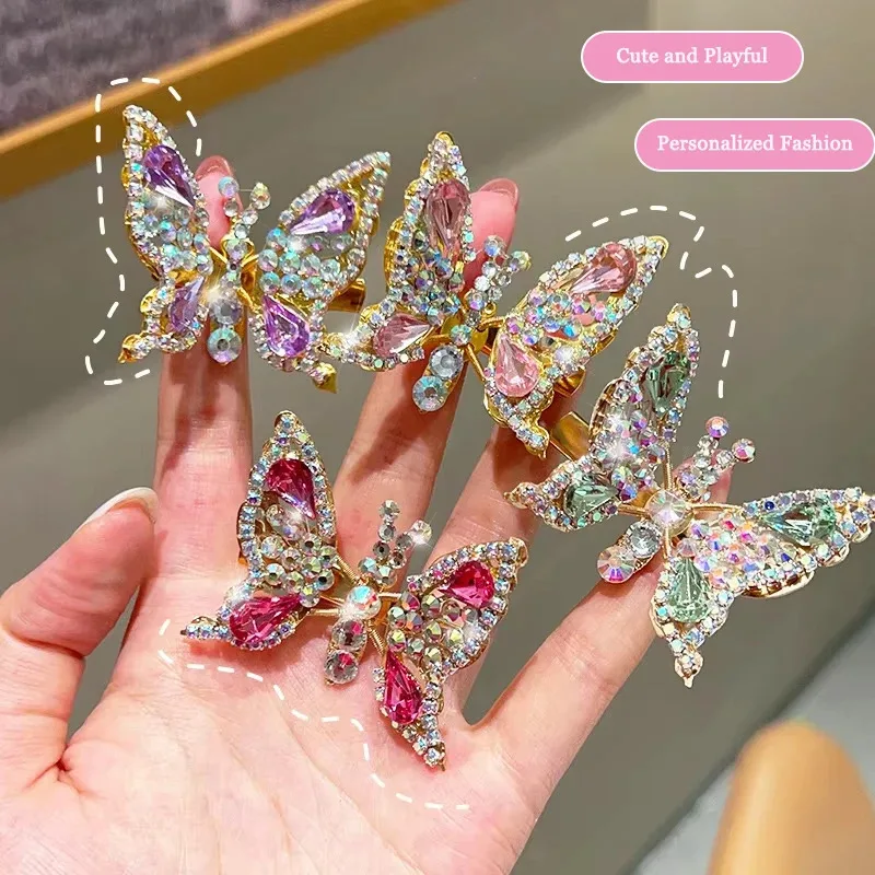 

Заколка для волос со стразами, челка, сломанная детская 3D заколка для волос в виде бабочки, модные аксессуары для волос Sweet Hundred