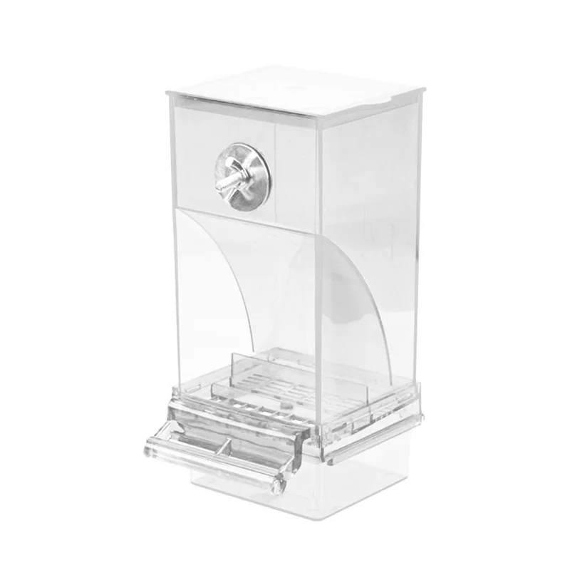 Comedero automático para pájaros limpio, alimentador para loros transparente blanco, comida antisalpicaduras, alimentador de gran capacidad, accesorios para jaula de pájaros