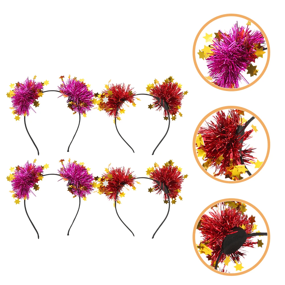 4 قطع من عصابة الرأس على شكل نجمة للنساء والفتيات وحفلات أعياد الميلاد وإكسسوارات الشعر اللامعة وعصابات الرأس المزخرفة للأزياء التنكرية