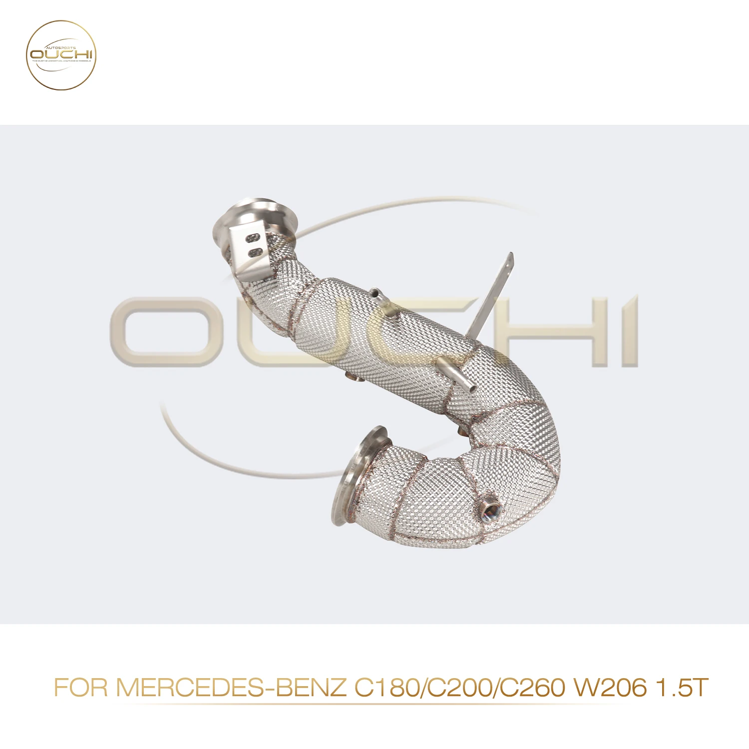 OUCHI-Sistema De Escape Em Aço Inoxidável com Escudo Térmico, Desempenho Downpipe para Mercedes Benz Classe C W206 1.5T