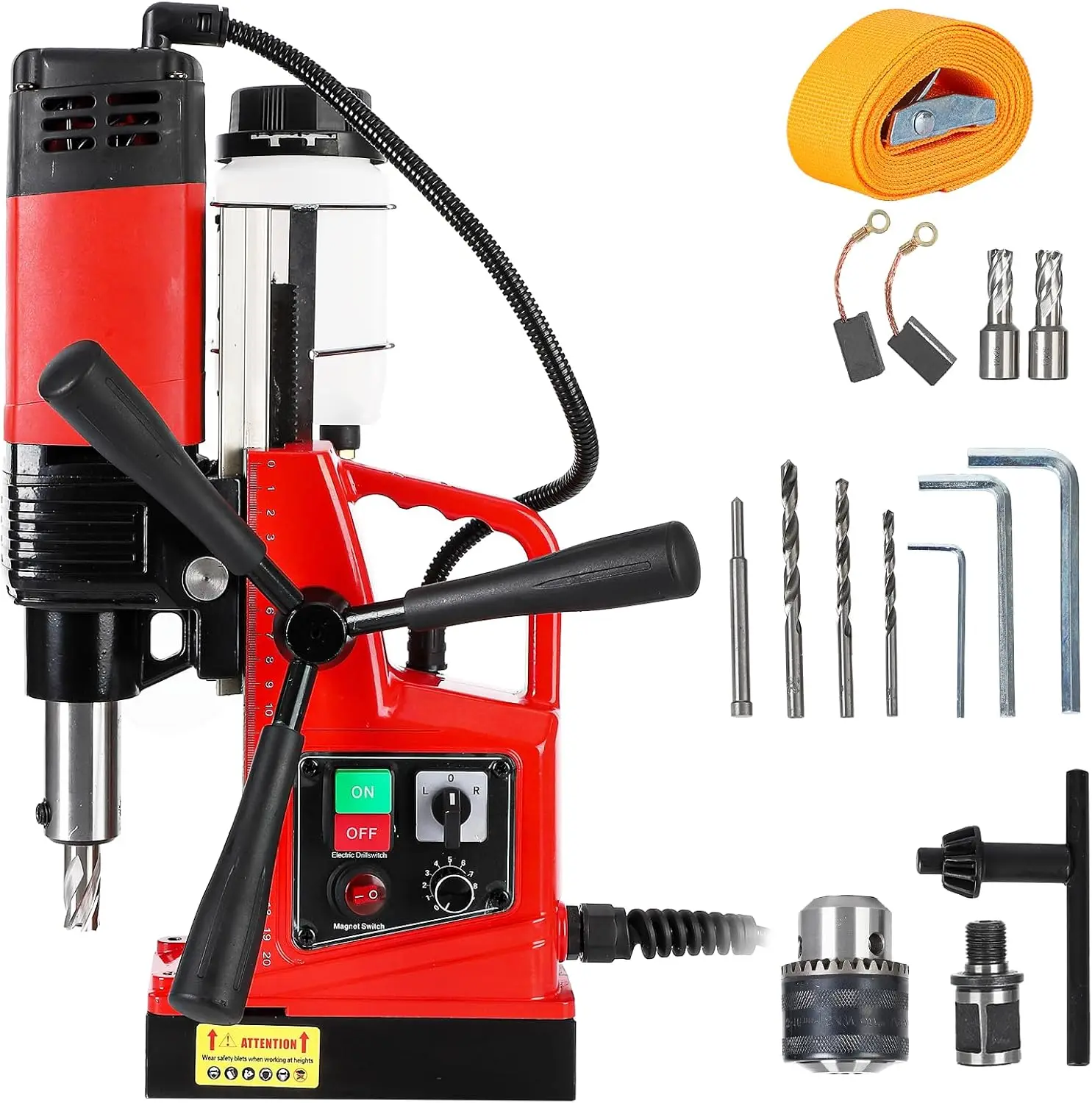 Magnetic Drill Press 110V Double Track, 1300W, 700RPM, 1.57Inch Boring Diameter, Portable and Convenient, Includes 2 Drill Bits