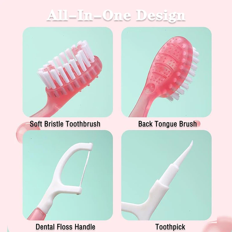 2 In 1 Mini Cleaning Toothbrush Mint flavor Peach flavor Exploded Bead  Disposable Oral Cleaning Toothbrush With Dental Floss