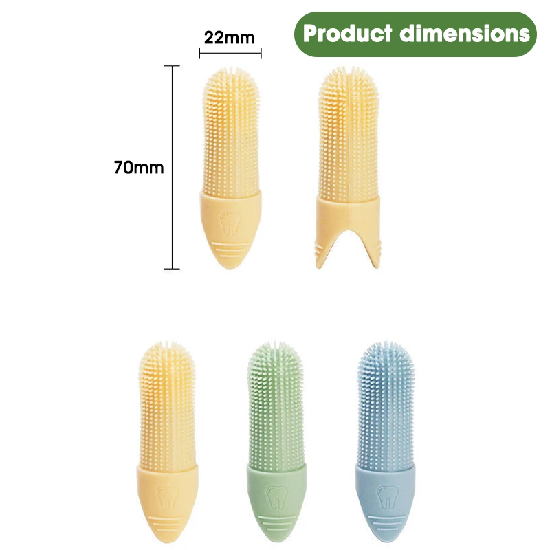 Food Grade Dog Cat Finger Toothbrush Set Soft Silicone 360° Teeth Cleaning Dental Care Kit for Pets - 1-5PCS