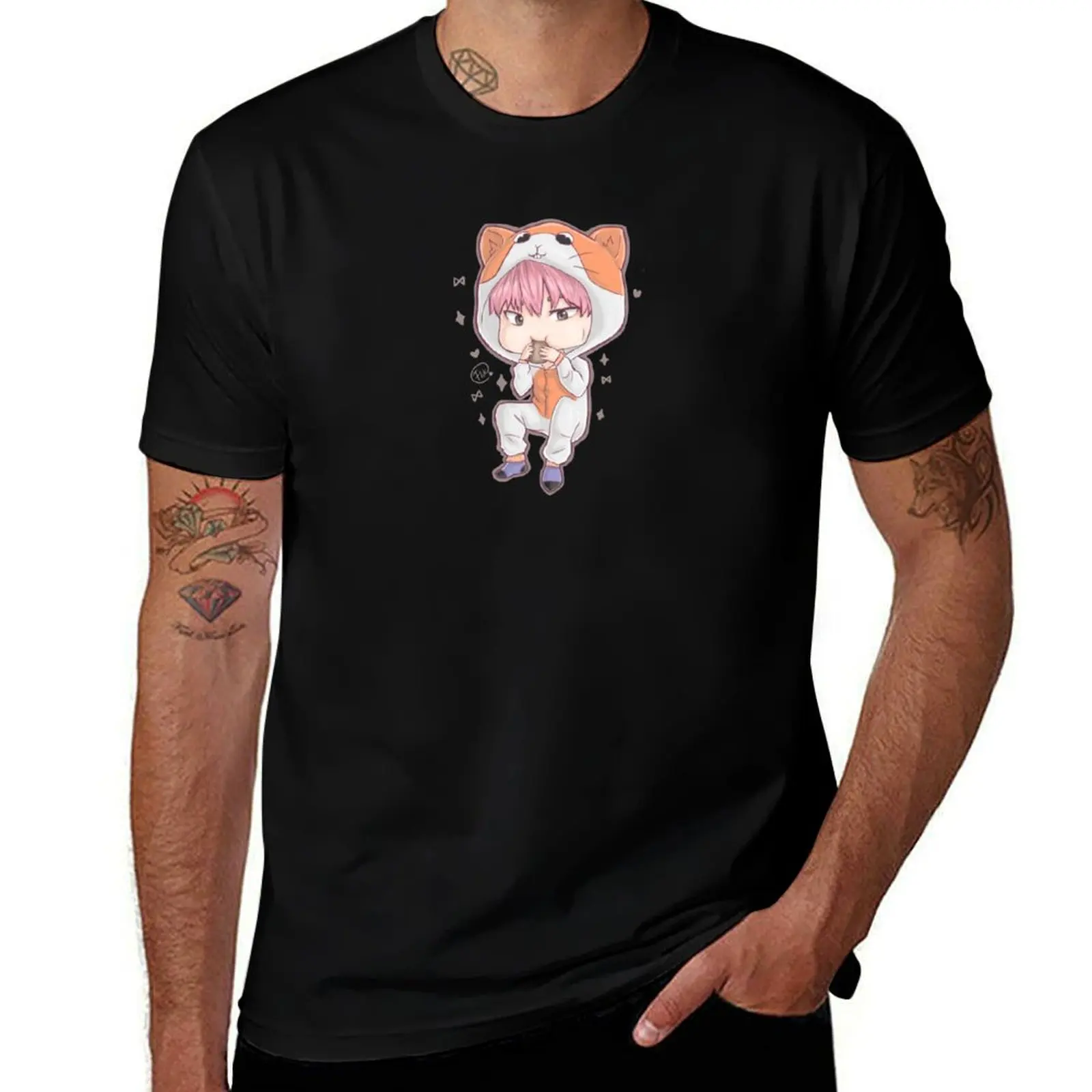 Hamsta Kihyun T-Shirt hippie clothes anime tshirt graphic shirts oversized mens t shirt