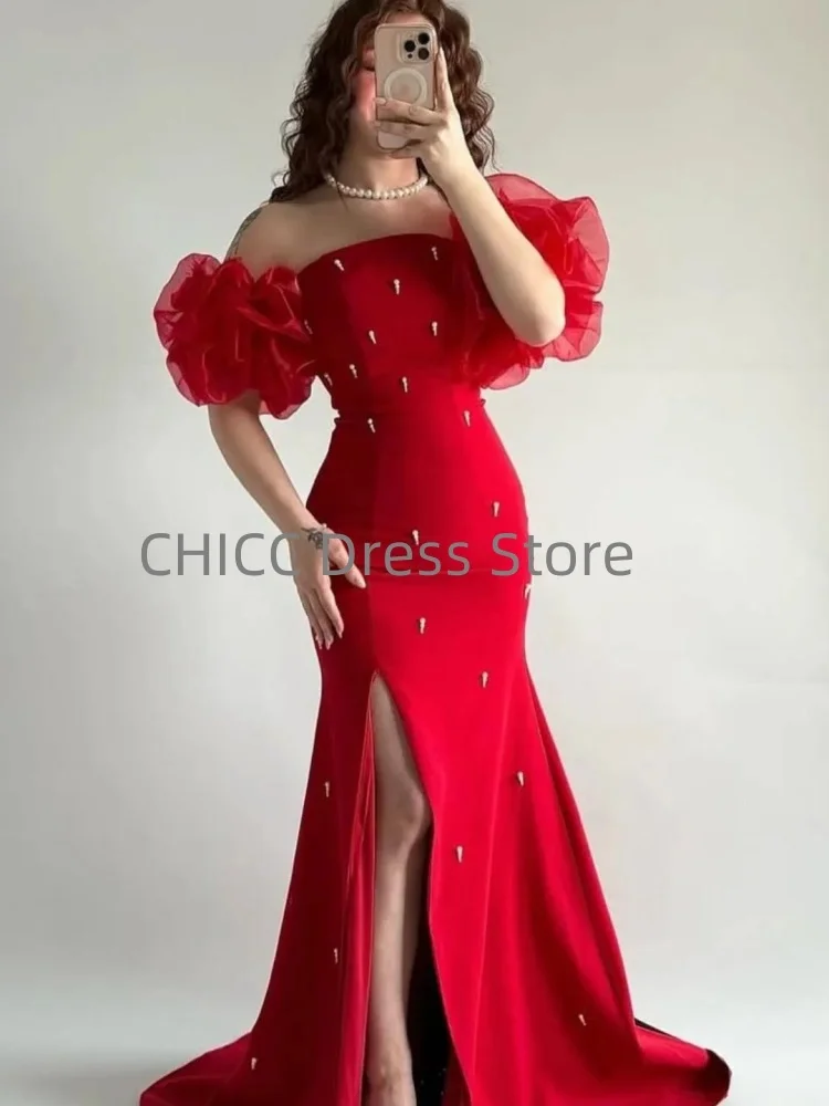 Exquisitos vestidos de fiesta con abertura, sirena sin tirantes, vestido para ocasiones especiales, vestidos de noche rosas con cuentas, vestido de fiesta personalizado