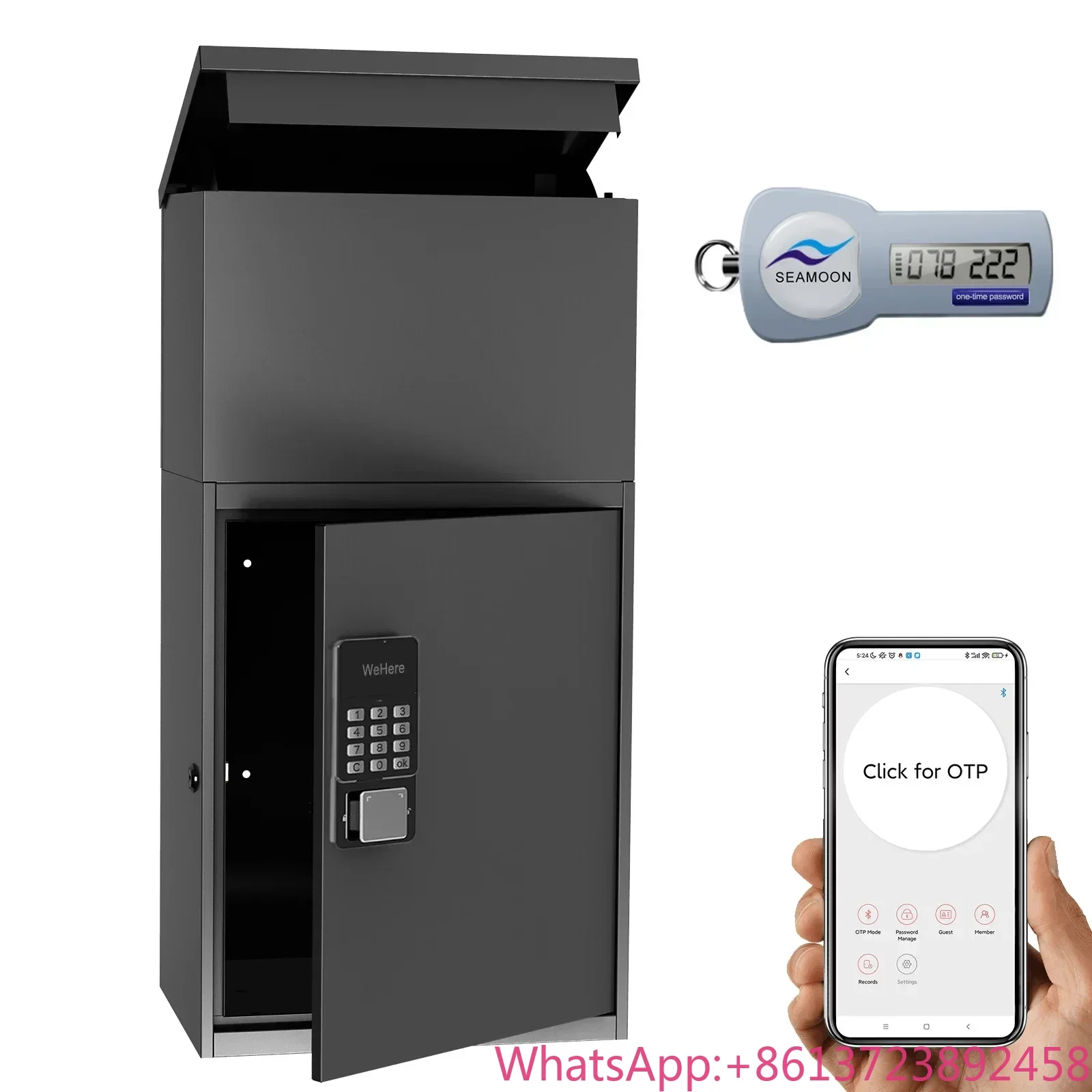 

Outdoor Waterproof Drop Box, Anti Theft Wall Mount Detachable Metal Parcel Box,Bluetooth Smart Lock Mailbox Courier Cabinet