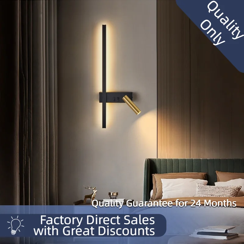 

New Minimalist Rotatable Wall Lamp-Bedroom Bedside/Living Room Sofa Reading Light, Wall-Mounted, Independent Switch, Eye-Care