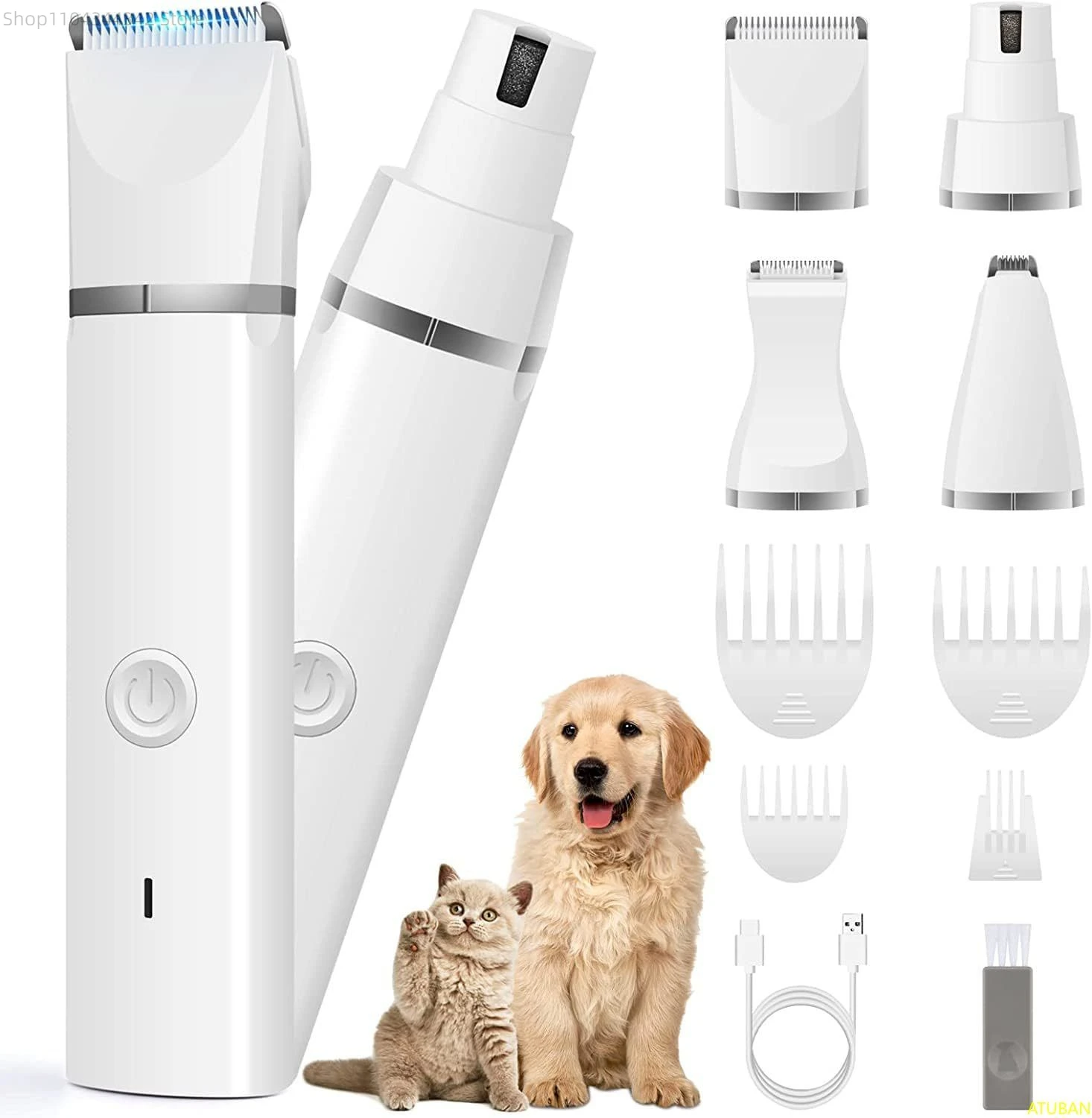 

Pet-Dog Clippers Grooming Kit Hair Clipper-Low Noise Paw Trimmer-Cordless Quiet Nail Grinder Shaver for Cats and Other Pets