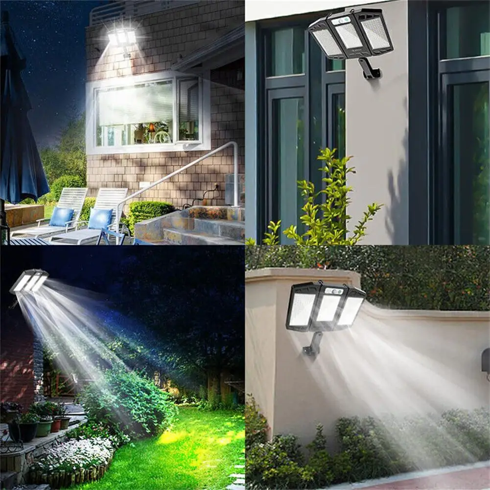 990000lm Led-Straatverlichting Op Zonne-Energie 3 Modi Superheldere Afstandsbediening Schemering Tot Zonsopgang Buiten 384led Waterdichte Verlichting Wandlamp