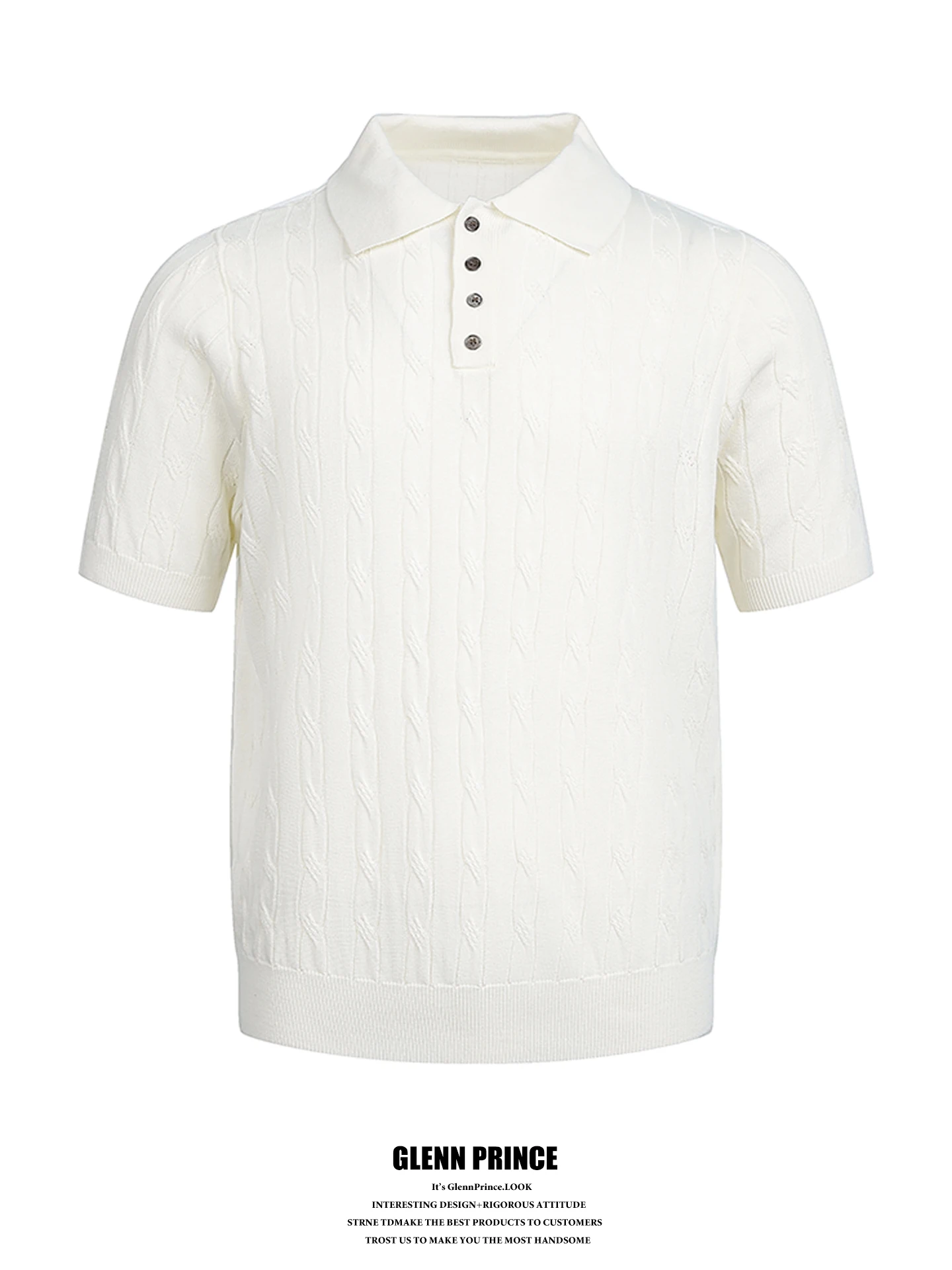 

GPstudio Men's Knitted Short Sleeve Shirt Summer Business Casual Breathable Slim Fit Shoulder T-Shirt Money Sense Style