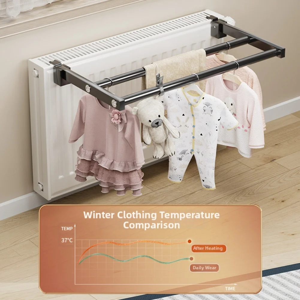 Indoor Radiator Compatible Drying Rack with Retractable Width and Foldable Arms for Easy for access and Safe Heat for zone Usage
