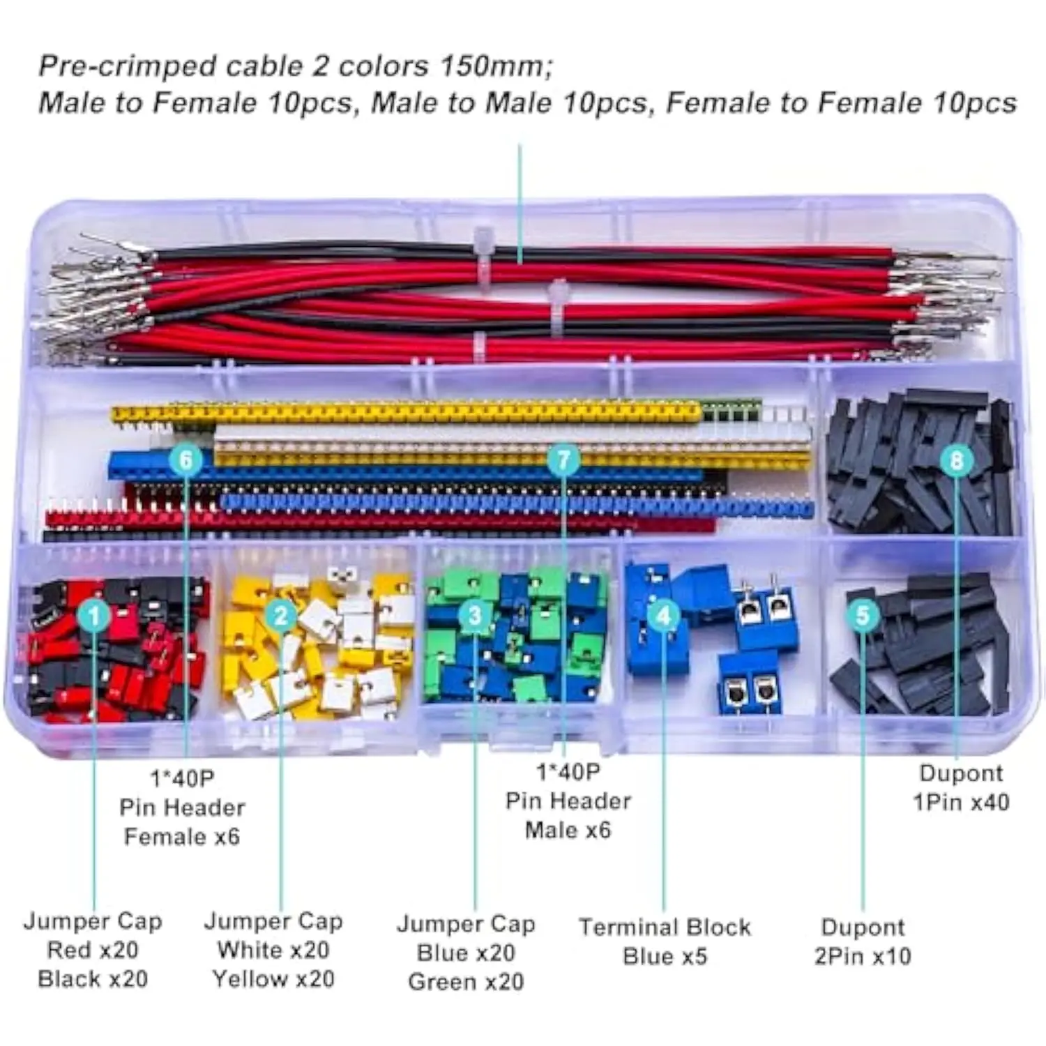 

Комплект перемычек «папа-мама» 2,54 мм, 40-контактный однорядный разъем для печатной платы с перемычками для робототехники «сделай сам»